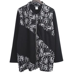 Creation Zip Up Jacket Womens 2X Black White